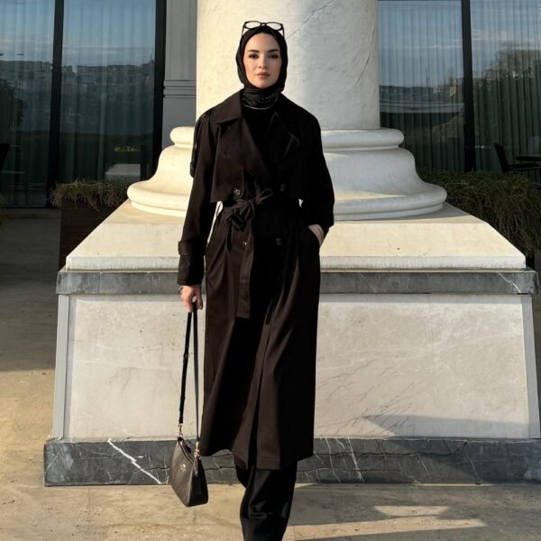 Oversize Trençkot Siyah Renk